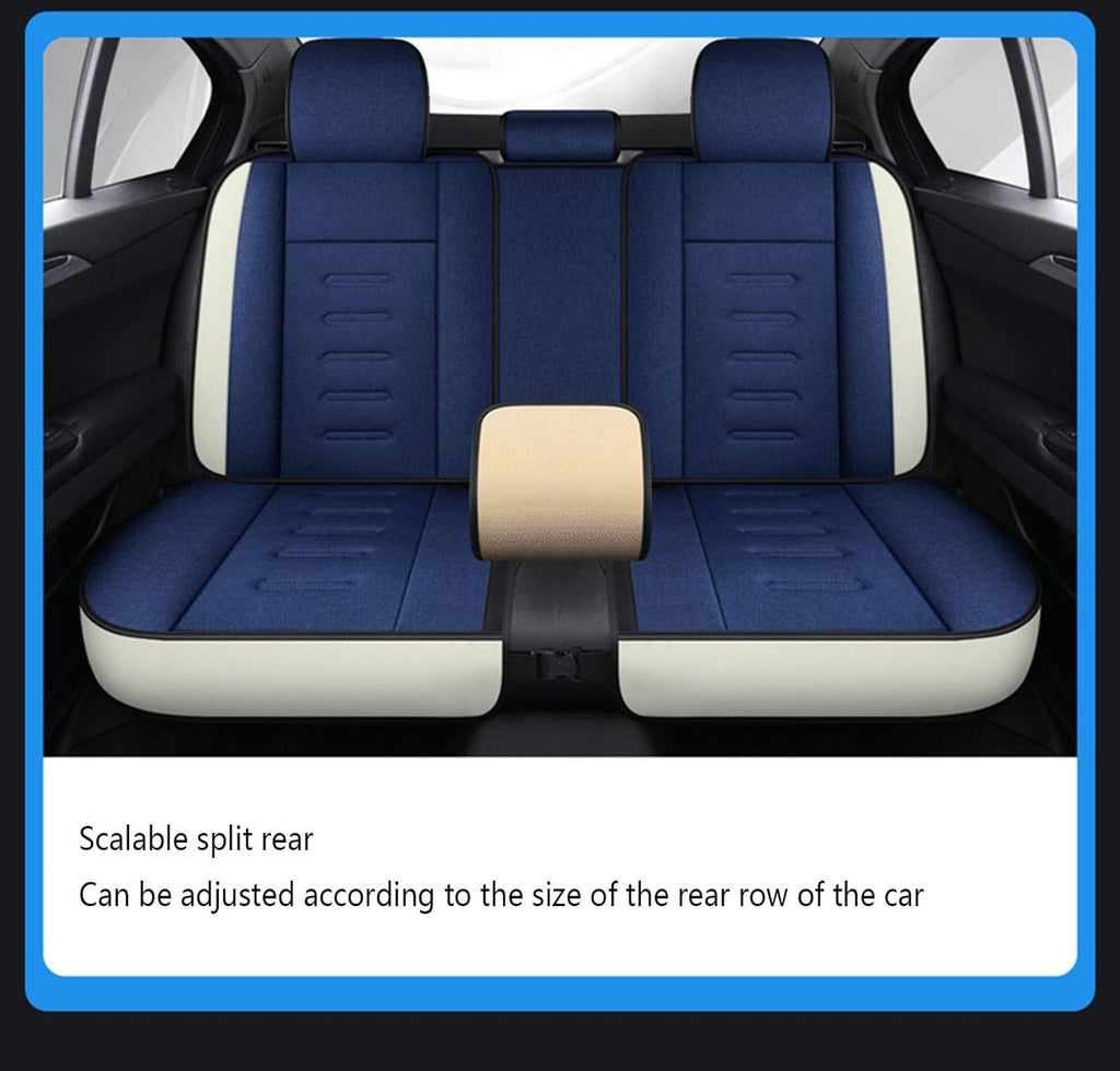 Universal Leather Linen Car Seat Cover Set (10PCS)