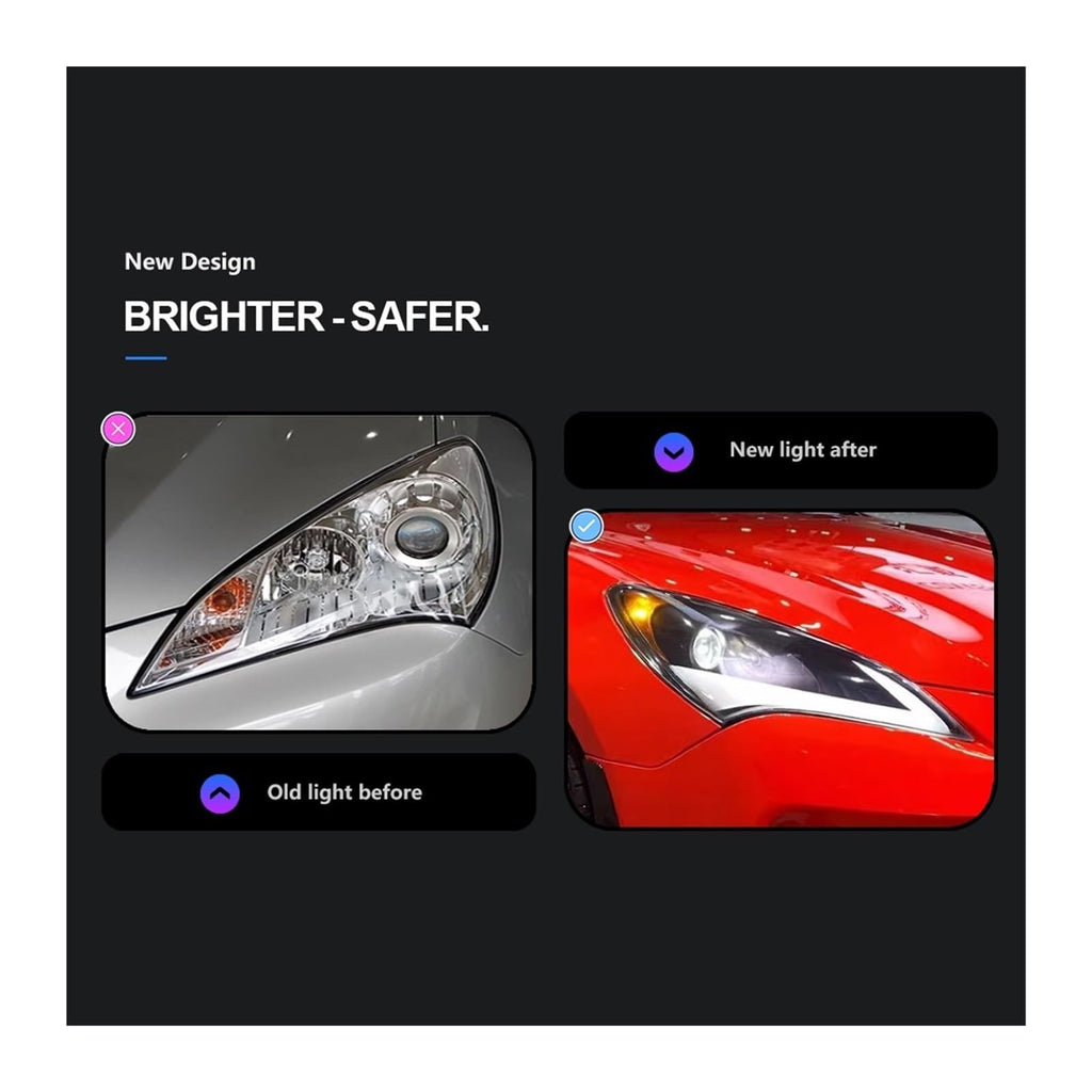 Hyundai Genesis Coupe LED Headlight Assembly 2009–2012 with DRL & Projector Beam