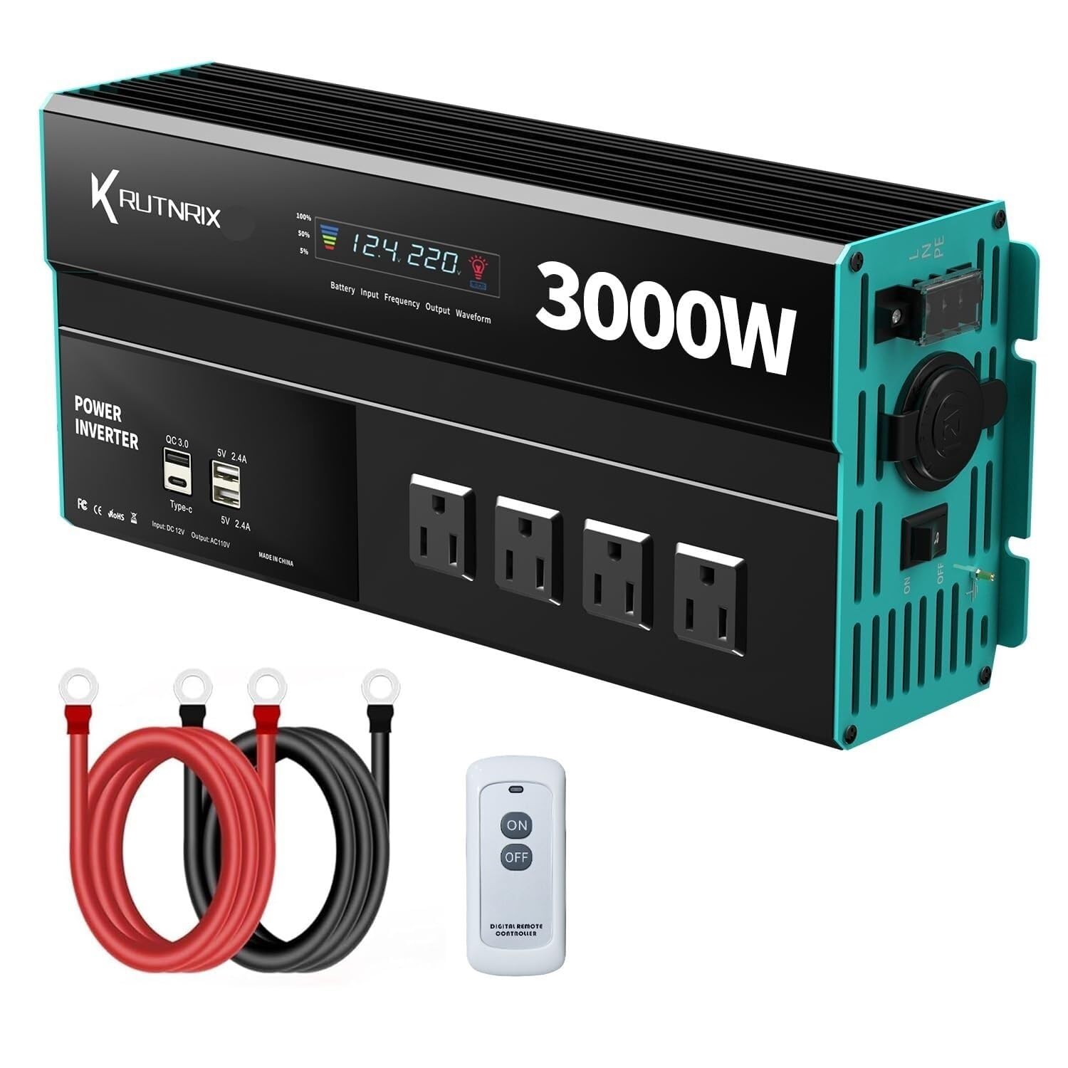 400W Car Power Inverter 12V DC to AC with USB Ports