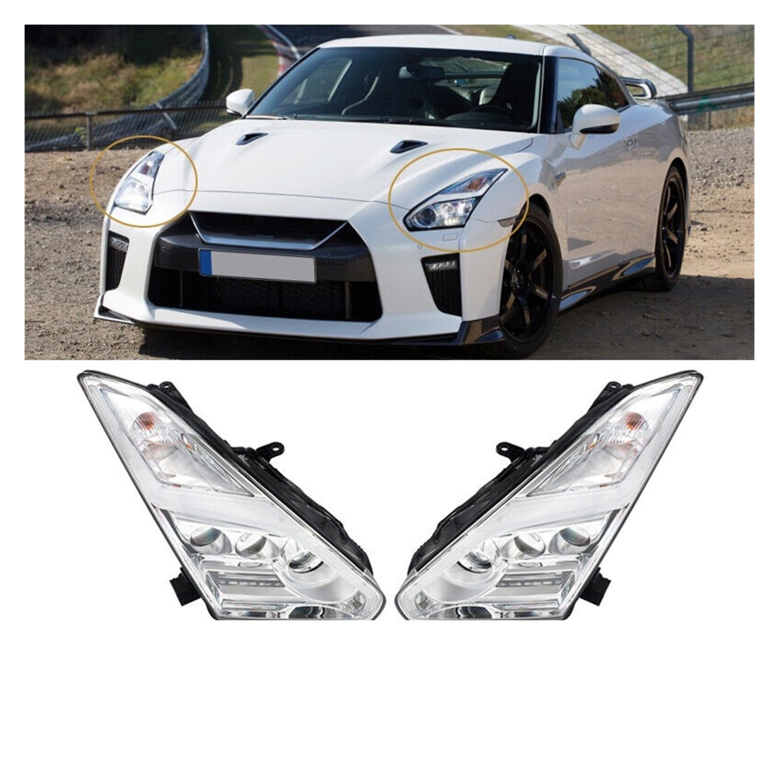 Nissan GT-R R35 LED Headlight Assembly 2009–2022 with DRL Projector Lamps