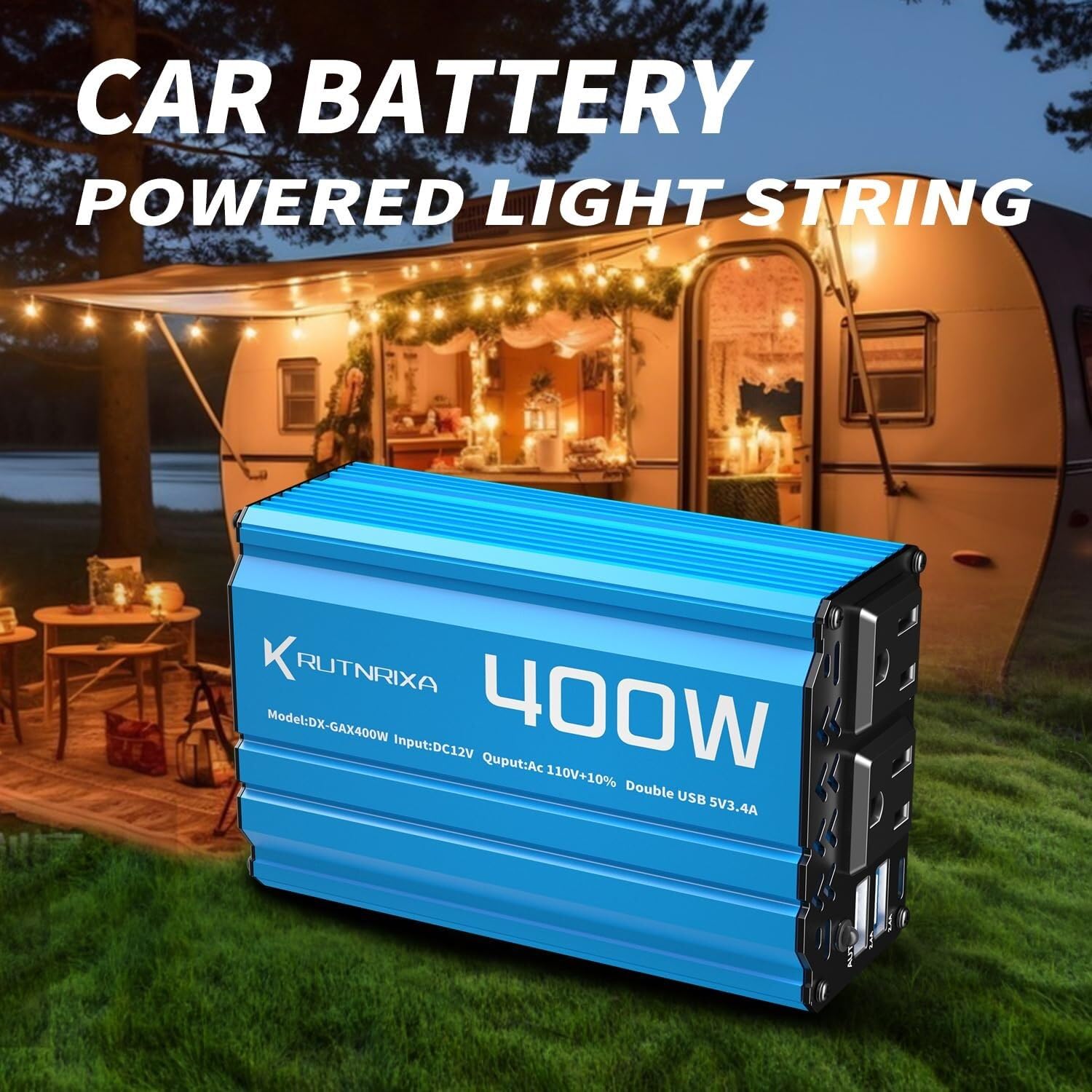 400W Car Power Inverter 12V DC to AC with USB Ports