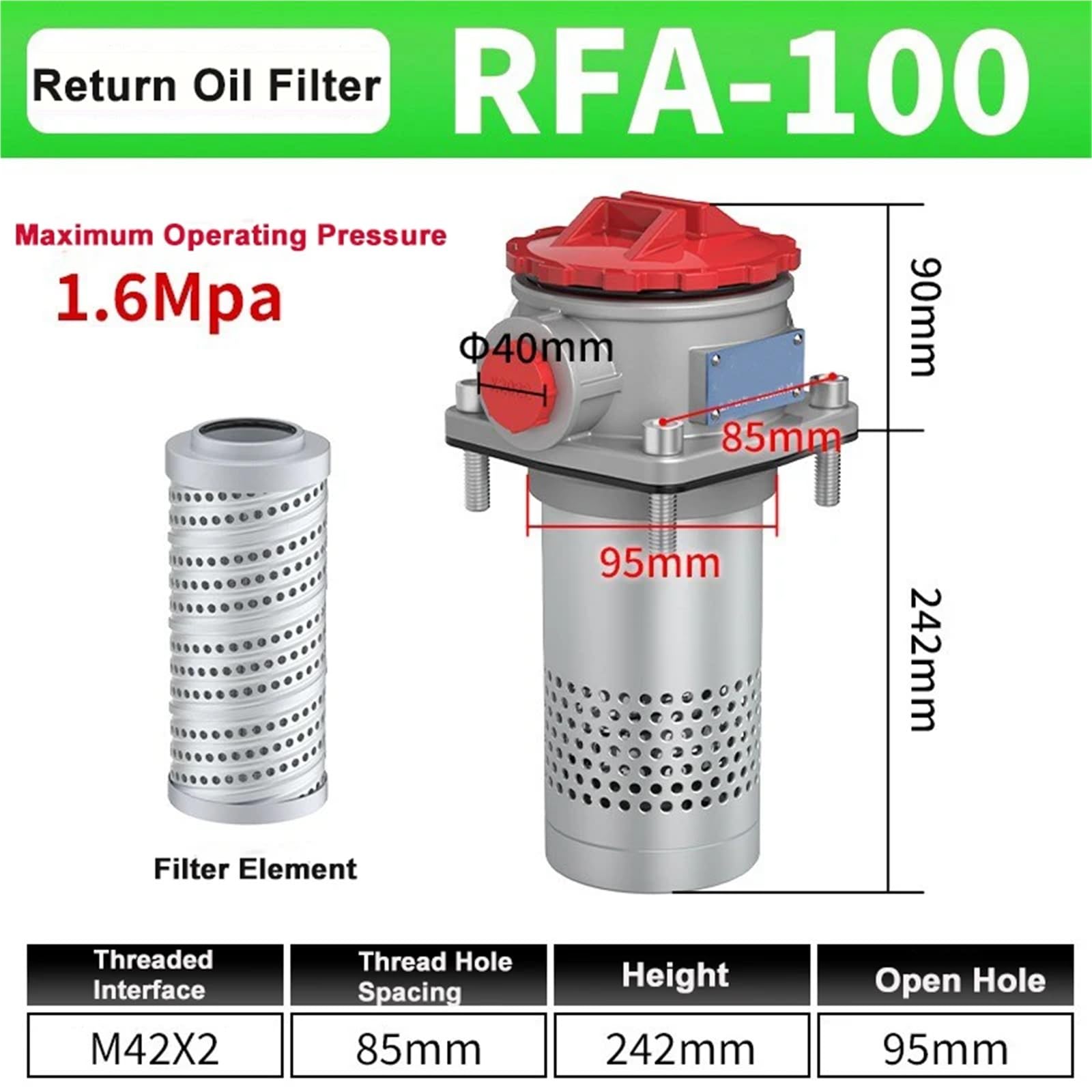 Oil Suction Filter Assembly RFA Return Machine Tank Pump Filtration 25/40/63 1Pcs