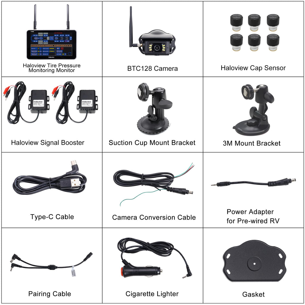 Wireless Backup Camera & TPMS System with 6 Sensors