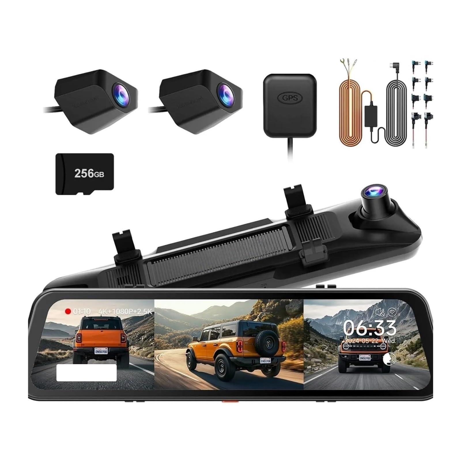 G900 Tripro 4K Mirror Dash Cam with 256GB Card