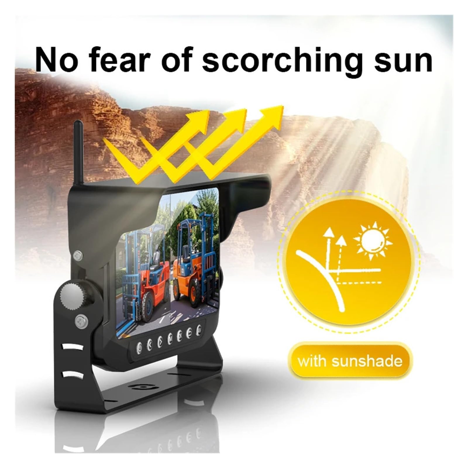 Magnetic Forklift Wireless Front Camera 7-inch 2CH Monitor DVR Recording Portable Solar Charger Case Reverse Camera for Truck