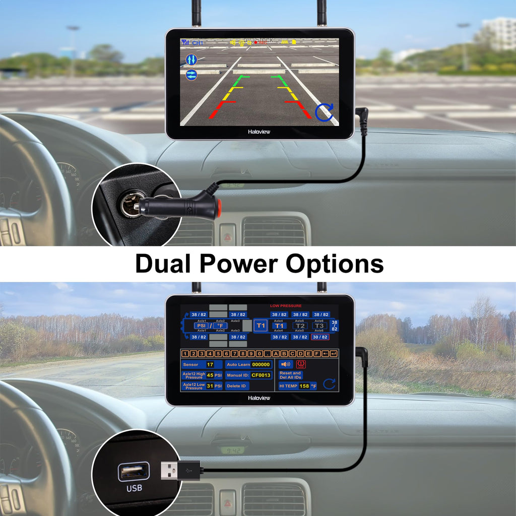 Wireless Backup Camera & TPMS System with 6 Sensors